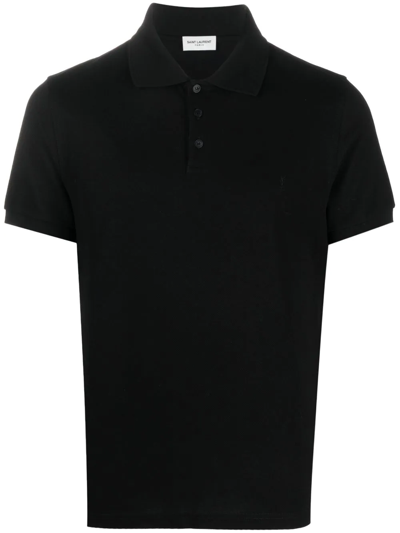 SAINT LAURENT EMBROIDERED-LOGO SHORT-SLEEVED POLO SHIRT