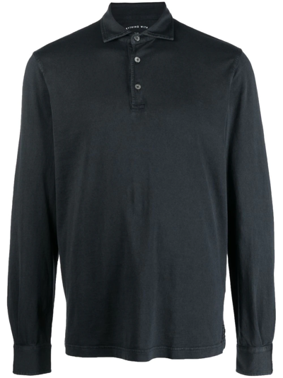 Fedeli Long-sleeve Polo Shirt In Blau