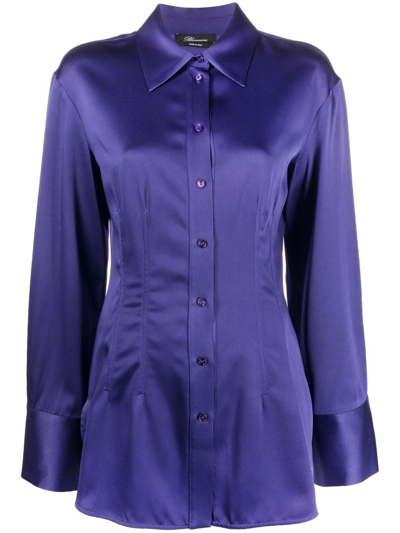 Blumarine Long-sleeved Fitted Shirt In Purple