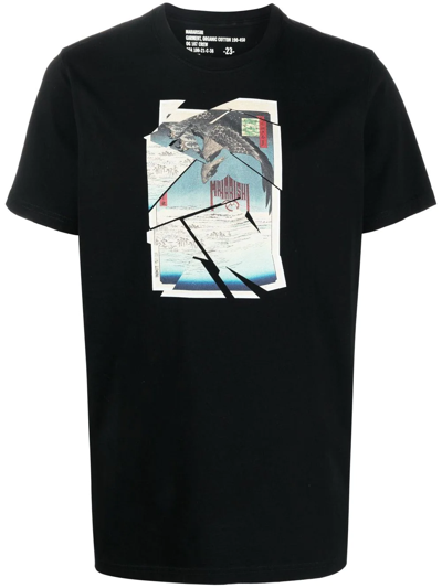 Maharishi Cubist Eagle Organic Cotton T-shirt In Schwarz