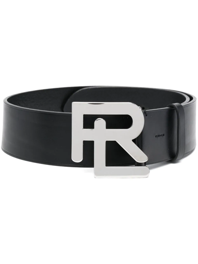 Ralph Lauren Logo-buckle Leather Belt In Black  