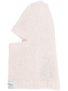 Raf Simons Knitted Logo-patch Balaclava Hat In Rosa