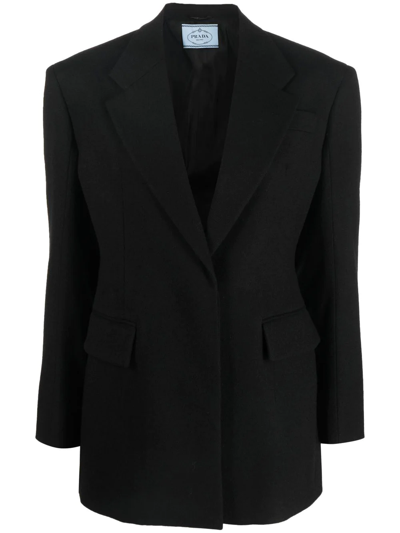 Prada Button-front Tailored Blazer In Schwarz