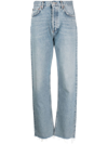 Agolde High-rise Tapered Jeans In Blau