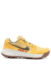 Nike Acg Lowcate Leather-trimmed Mesh And Suede Sneakers In Solar Flare/cargo Khaki-black-lt Bone-gum Med Brow