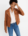 Mw Washed Leather Motorcycle Jacket In Burnt Sienna