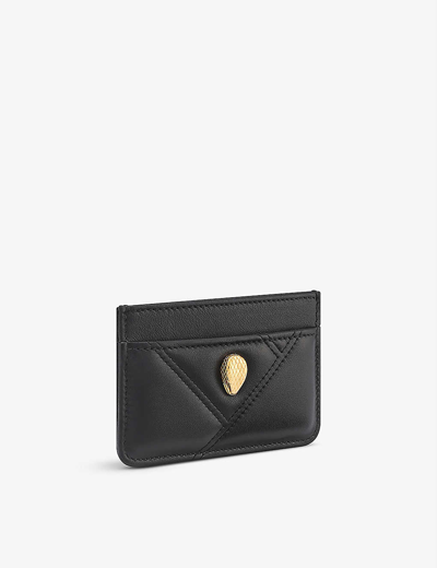 Bvlgari Serpenti Cabochon Leather Card Holder In Black