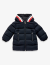 Moncler Falzem Padded Shell-down Hooded Jacket 3 Months-3 Years In Navy Blue/white