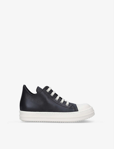 Rick Owens Kids' Toe-cap Waxed-cotton Low-top Trainers In Black/white