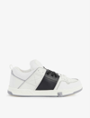 VALENTINO GARAVANI VALENTINO GARAVANI MENS WHITE/BLK OPEN SKATE CONTRAST-STRIPE LEATHER AND WOVEN LOW-TOP TRAINERS,57462906