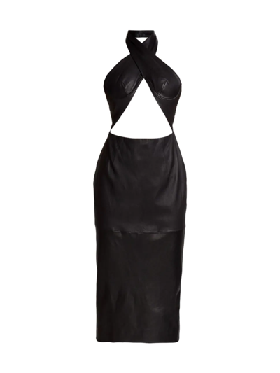 Laquan Smith Women's Crisscross Halterneck & Cut Out Dress In Black