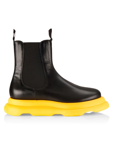 A.w.a.k.e. Casual Ariana Leather Chelsea Boots In Yellow