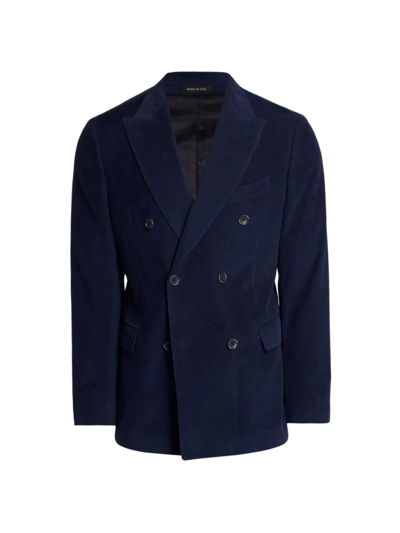Saks Fifth Avenue Collection Double Breasted Corduroy Sportcoat In Navy Blazer