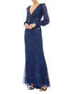 MAC DUGGAL WOMEN'S SEQUINED BLOUSON-SLEEVE GOWN