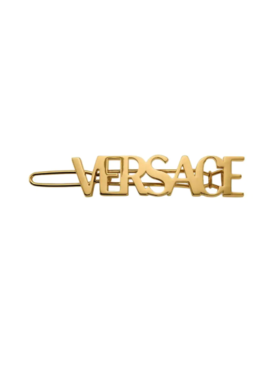Versace Gold-tone Logo Left Hair Clip