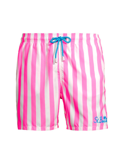Mc2 Saint Barth Striped Drawstring Swim Shorts In Pink