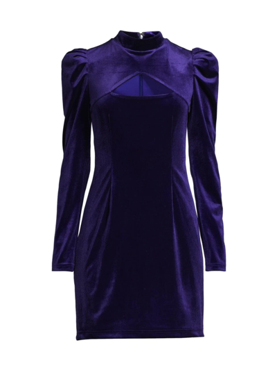 One33 Social Velvet Mockneck Mini Dress In Blue