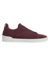 ZEGNA MEN'S TRIPLE STITCH SUEDE LOW-TOP SNEAKERS