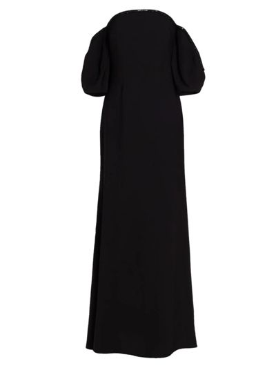 Rene Ruiz Collection Bead-embellished Illusion-neck Gown In Black