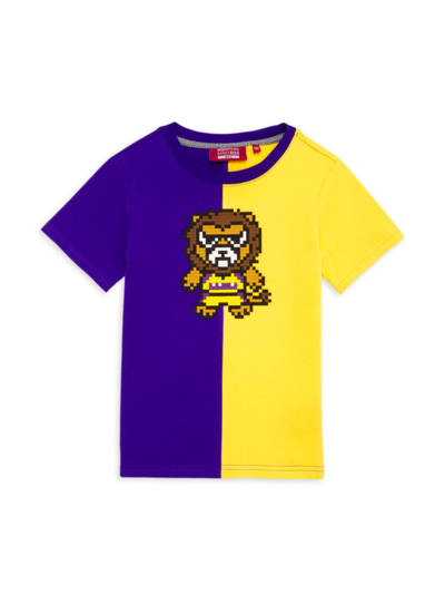 Mostly Heard Rarely Seen 8-bit Kids' Little Boy's & Boy's Mini Los Angeles Split T-shirt In Purple Yellow