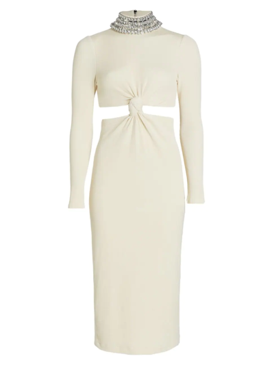 Patbo Embellished Collar Cut-out Midi Dress In White