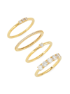 ADRIANA ORSINI WOMEN'S LOVEALL 18K-GOLD-PLATED & CUBIC ZIRCONIA 4-PIECE STACKING RING SET