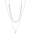 ADRIANA ORSINI WOMEN'S LOVEALL 18K-WHITE-GOLD-PLATED & CUBIC ZIRCONIA DOUBLE-CHAIN NECKLACE