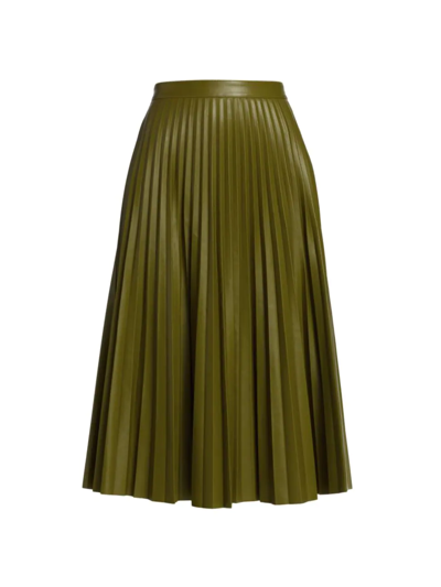 Proenza Schouler Pleated Faux Leather Midi-skirt In Leaf Green | ModeSens