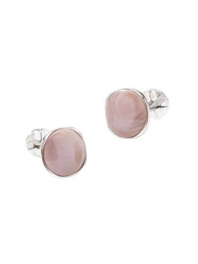 Cufflinks, Inc Men's Classic Sterling Silver & Pink Mother Of Pearl Cufflinks