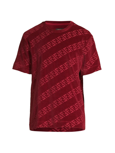 Fendi 3d Logo Print Velvet Sponge T-shirt In Rosso