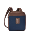 Longchamp Nylon Leather Compact Crossbody Bag In Blue