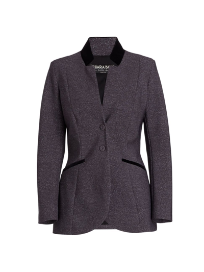 Chiara Boni La Petite Robe Maica Velvet-collar Jacket In Grey