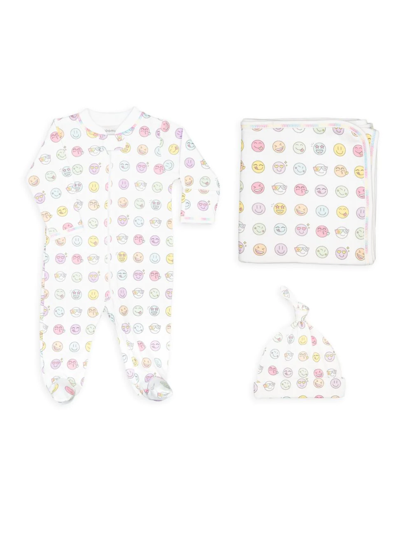Baby Noomie Baby Girl's Happy Face Print 3-piece Bundle In Neutral