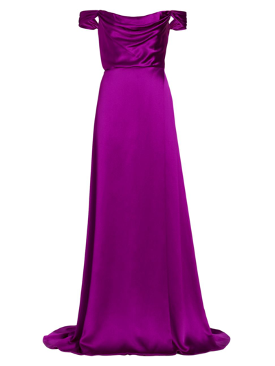 Markarian Magnolia Off-the-shoulder Corset Gown In Violet