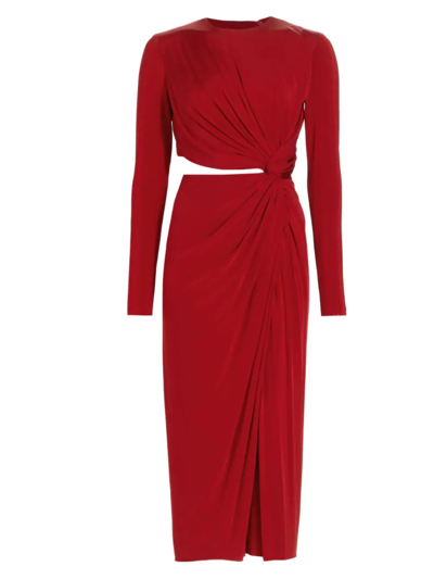 Jason Wu Collection Twisted-cutout Side-slit Jersey Midi Dress In Deep Red
