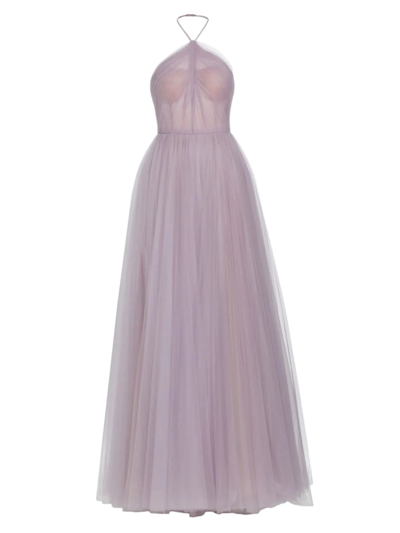 Jason Wu Collection Gathered Halter Tulle Gown In Lavender