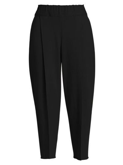Issey Miyake Campagne Cropped Pleated Pants In Black