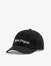 Palm Angels Classic Logo-embroidered Cotton-twill Cap In Black White