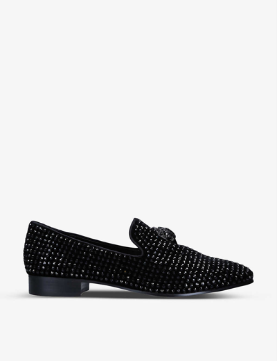 Kurt Geiger Ace Studded Suede Loafers In Black