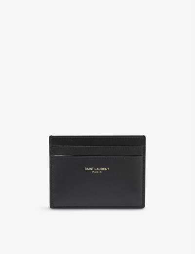 Saint Laurent Logo-embossed Leather Cardholder In Nero