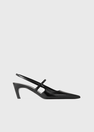 TOTÊME SHARP CRACKLED-LEATHER SLINGBACKS BLACK