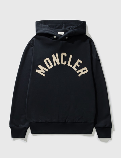 Moncler Logo-embroidered Cotton-jersey Hoodie In Blue