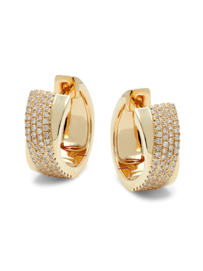 Saks Fifth Avenue Women's 14k Yellow Gold & 0.31 Tcw Diamond Huggie Earrings