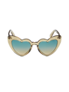 Saint Laurent Loulou Heart-shaped Acetate Sunglasses In Yellow Blue