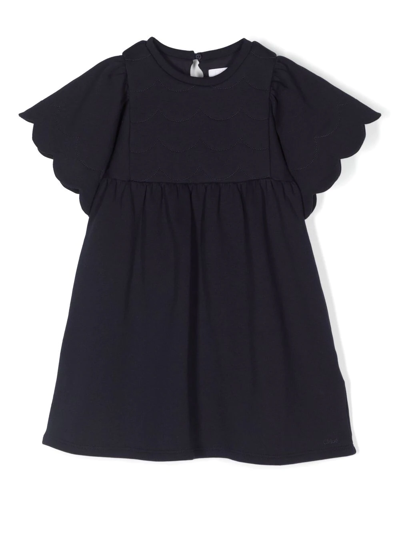 Chloé Kids Navy Quilted Dress In 859 Navy