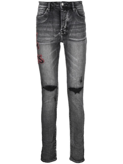 Ksubi Spray-paint Van Winkle Skinny Jeans In Grey