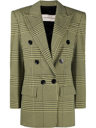 Alexandre Vauthier Houndstooth-pattern Double-breasted Blazer In Yellow