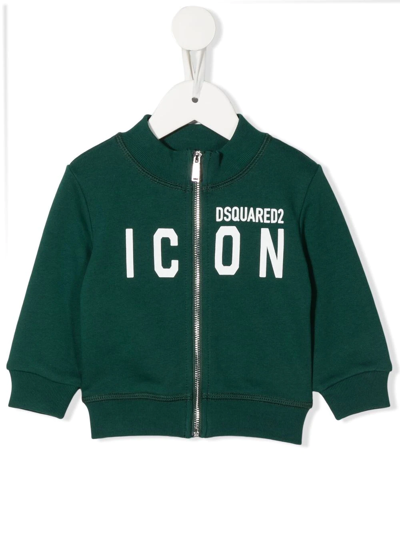 Dsquared2 Babies' Zipped Icon-print Jumper In Green