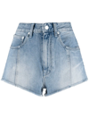 ALESSANDRA RICH LOGO-EMBROIDERED DENIM SHORTS