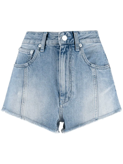 Alessandra Rich High Waist Cotton Denim Mini Shorts